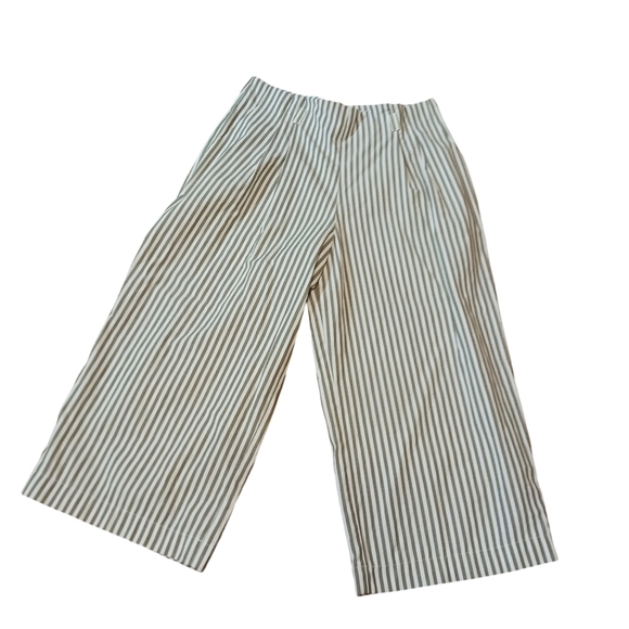 June & Hudson Striped Cropped Beachy Pants Ladies Medium Lightweight Back Zip - Picture 1 of 5